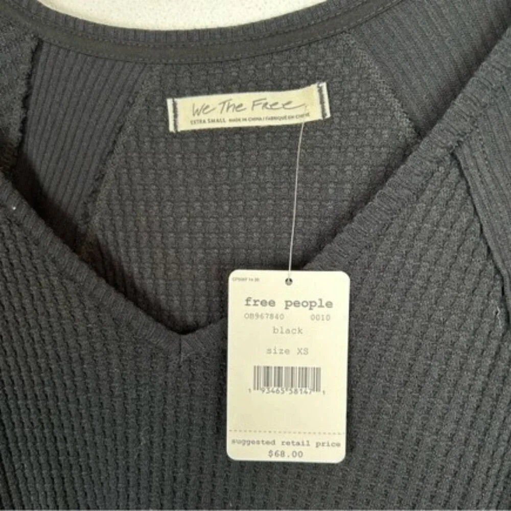Free People  Santa Clara Long long Sleeve V-neck Black, NEW… - Picture 7 of 8